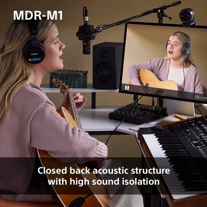 Sony MDR-M1 Studio Cuffie chiuse sul retro, cablate, riproduzione a banda ultra larga (5Hz-80kHz), nere