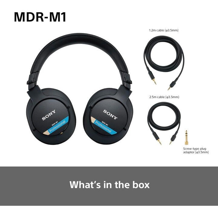 Sony MDR-M1 Studio Cuffie chiuse sul retro, cablate, riproduzione a banda ultra larga (5Hz-80kHz), nere