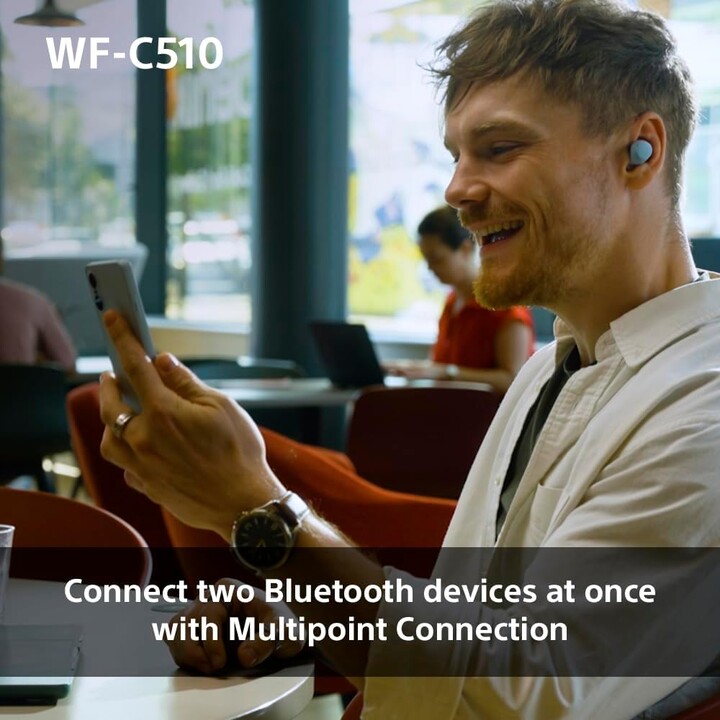 Sony WF-C510 Écouteurs véritablement sans fil, écouteurs intra-auriculaires Bluetooth avec connexion multipoint, blanc