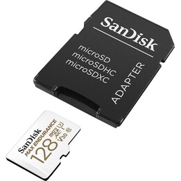 Memória micro SD 128GB SanDisk Max Endurance V30 + adaptador SD