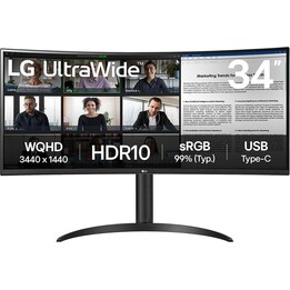 LG 34WR55QK-B Monitor professionale curvo ultrawide da 34" / WQHD / Altezza regolabile / Nero