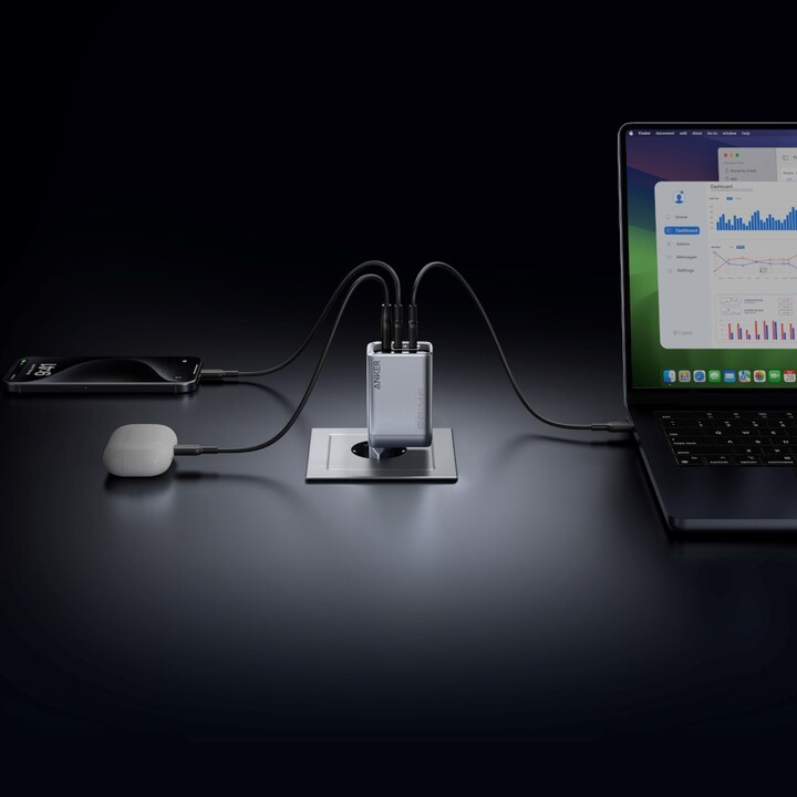 Caricabatterie Anker Prime da 100 W 2x USB-C 1x USB-A con spina pieghevole
