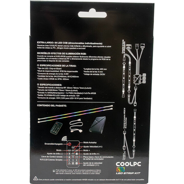 Coolmod CL-STR-COB kit ruban LED RGB noir