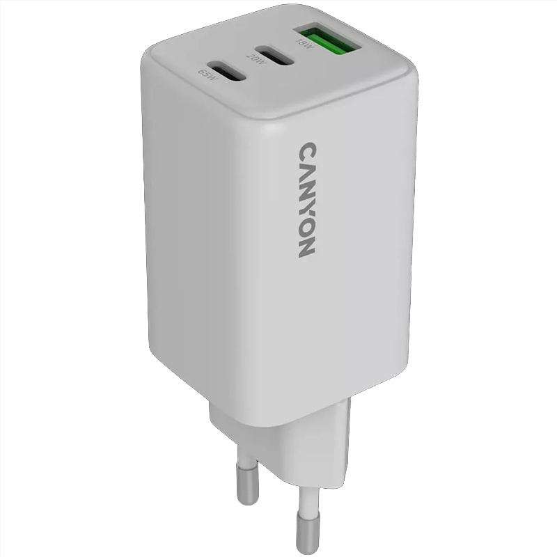 CANYON CHARGER CU65ACC GAN 65W 2XPD USB-C 1XQC USB-A WHITE