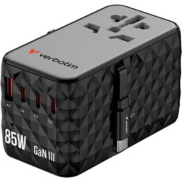 Verbatim Charge Travel GaN III Global 4xUSB-C PD 3.0 QC 4+ 70W, 1xUSB-A QC 4+ 60W