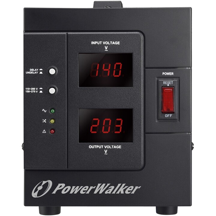 Regulador de tensão PowerWalker AVR 2000 SIV FR 2 saídas AC 110 - 280 V Preto