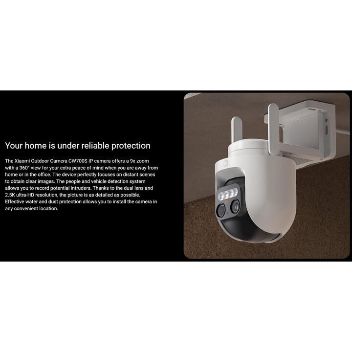 Câmera externa Xiaomi CW700S lente dupla 4MPx 2.5KP/T visão noturna áudio bidirecional branco