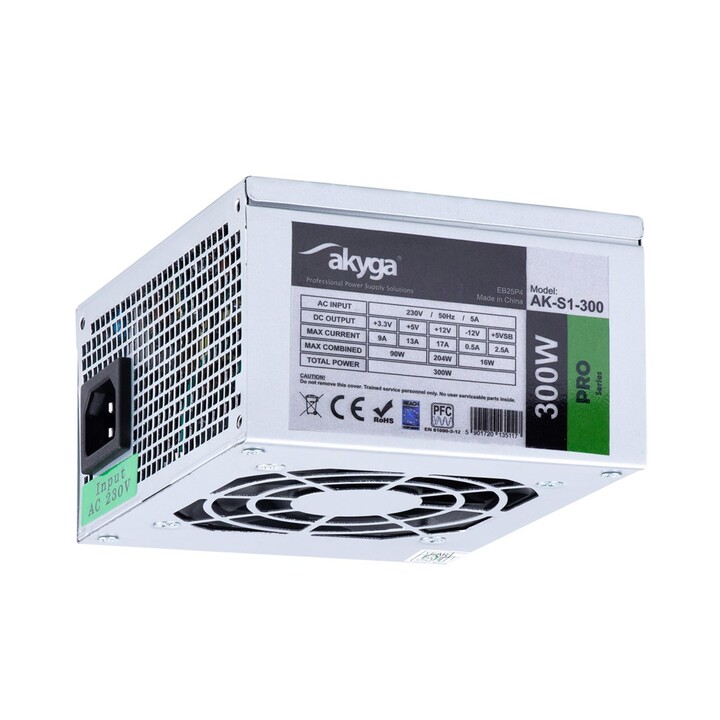 Akyga AK-S1-300 Power Supply Unit 300W 20+4 Pin ATX SFX Silver
