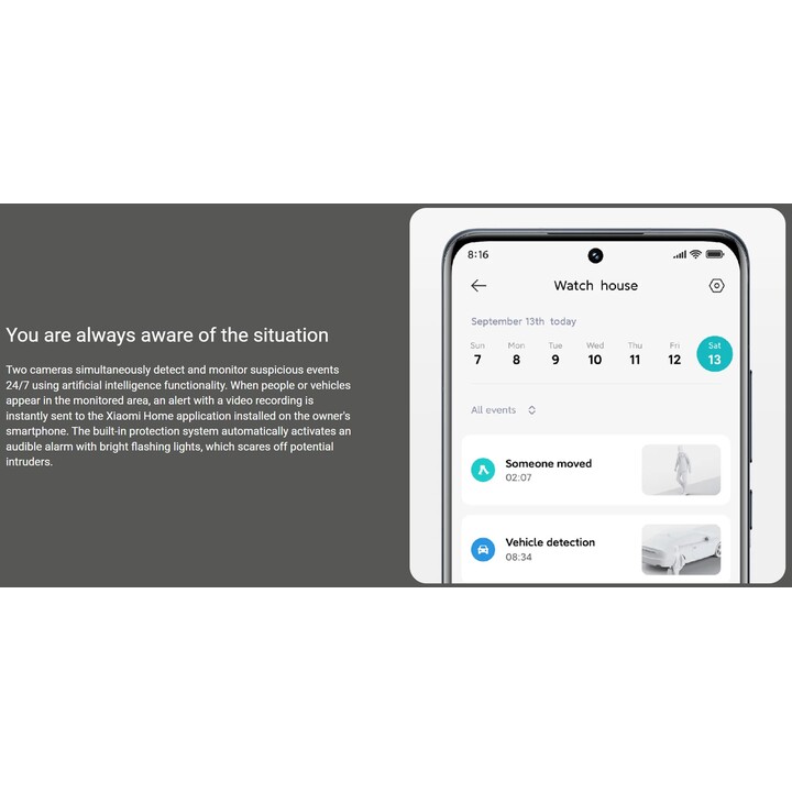 Câmera de segurança doméstica Xiaomi CW500 Dual, Wi-Fi, 2,5K, IP66, externa, branca