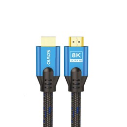 HDMI-Kabel (M) v2.1, 5 m, 8K, Kupfer, Blau-Schwarz, goldene Spitzen, SAVIO CL-169
