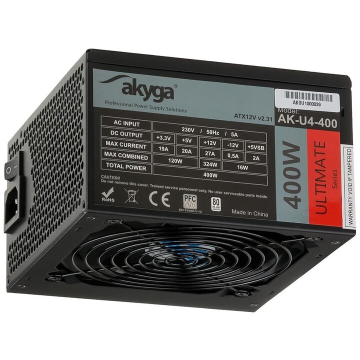 Alimentatore Akyga AK-U4-400 400 W 20+4 pin ATX ATX Nero