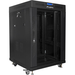 Floor-standing Rack Cabinet 19" 22u 600x600 Black Lcd Glass Door Lanberg (Flat Pack) V2