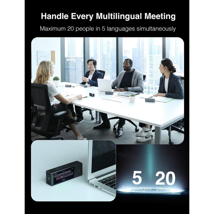 Timekettle X1 AI Interpreter Hub, 40 Sprachen, All-in-One-Übersetzergerät für mehrsprachige Meetings