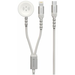 Carregador sem fio 2 em 1 Apple Watch e Lightning, USB-C 1,2 M Branco