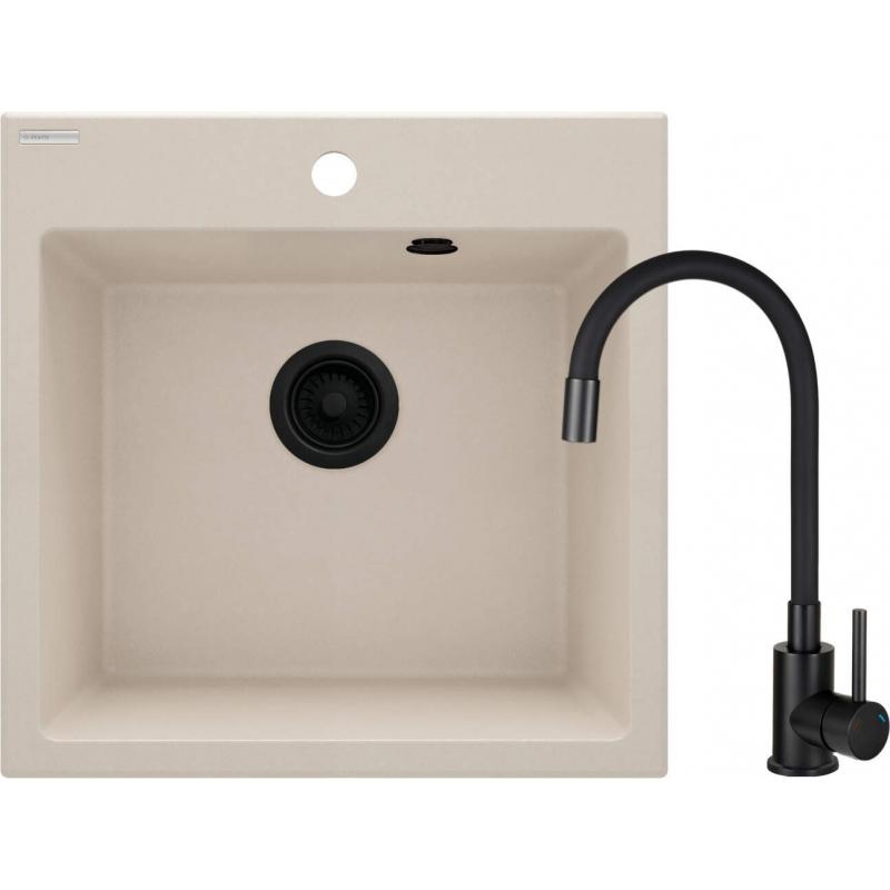 Granite sink with 1-bowl faucet