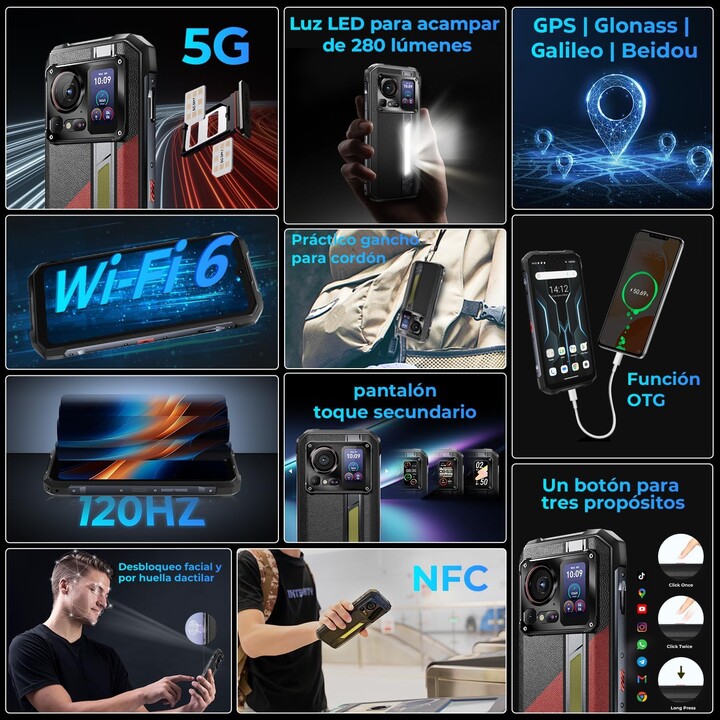 Hotwav Hyper 7 Pro 5G con SoC Dimensity 7050 16GB 256GB pantalla FHD+ 120Hz Dual Sim Black Rugged