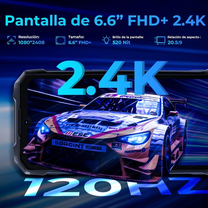 Hotwav Hyper 7 Pro 5G con SoC Dimensity 7050 16GB 256GB pantalla FHD+ 120Hz Dual Sim Black Rugged