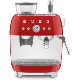 SMEG Cafetera Espresso con Molinillo, Plástico, Rojo