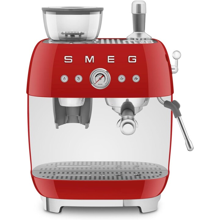 SMEG Cafetière expresso avec moulin, Plastique, Rouge