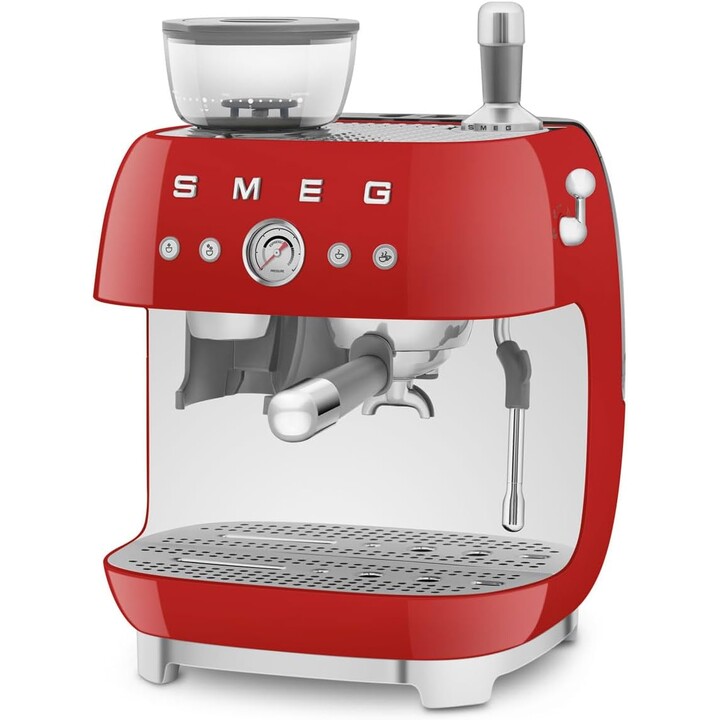 SMEG Cafetière expresso avec moulin, Plastique, Rouge