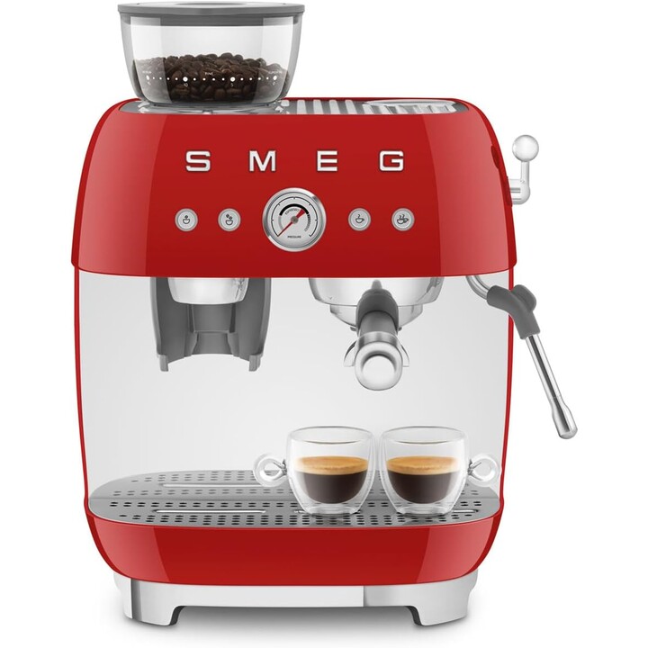 SMEG Cafetière expresso avec moulin, Plastique, Rouge