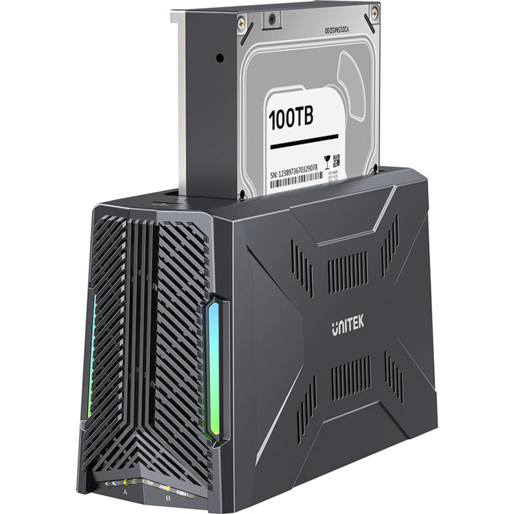 Station d'accueil de stockage - Unitek S1234B01-EU SATA III 2.5"/3.5" M.2 PCIe/NVMe USB-C 10Gbps