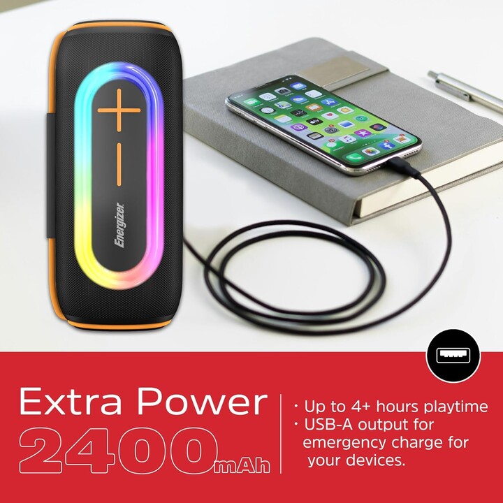 Energizer Bluetooth 2400mAh RGB Portable Speaker