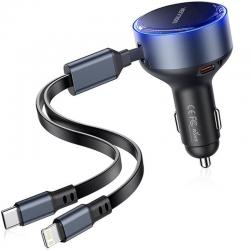 Vention FFOB0 Car Charger/ 1xUSB Type-C Male/ 1xUSB Type-C Female/ 1xLightning Male/ 30W
