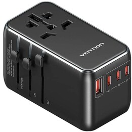 Vention FJGB0 Carregador de parede universal/ Tomada universal/ 3xUSB Tipo-C/ 1xUSB/ 120W