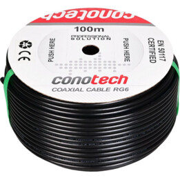 Conotech Câble coaxial antenne TV satellite NS100 TRI GEL noir - rouleau 100m
