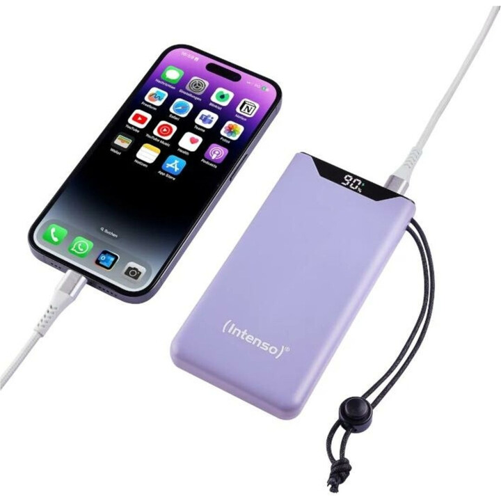 Intense universal external battery 10,000mah usb + usb-c lillac