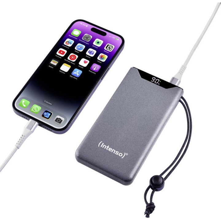 Universeller externer Akku intensiv 10.000 mAh USB + USB-C grau