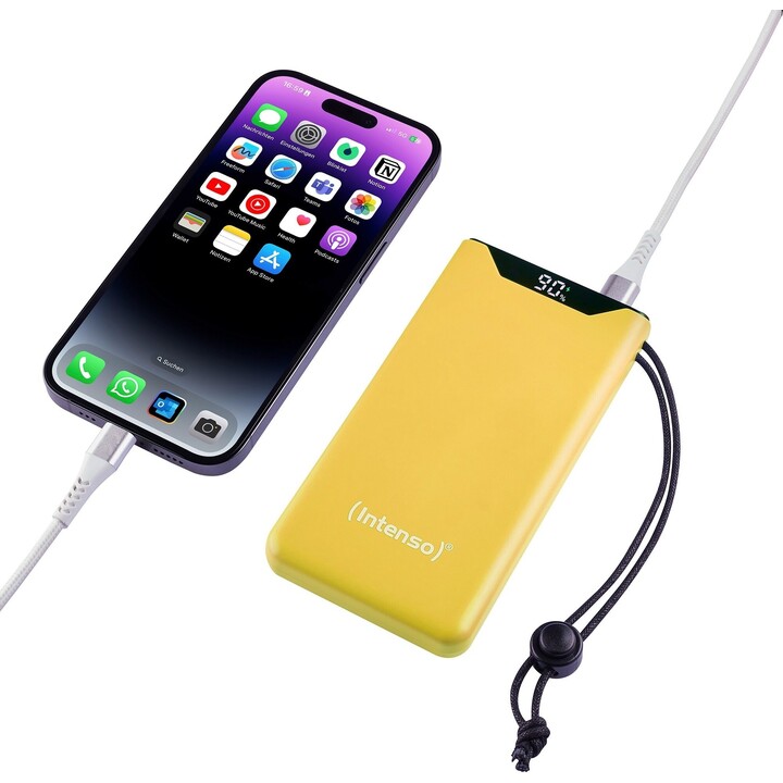 Universal external battery intense 10,000mah usb + usb-c yellow
