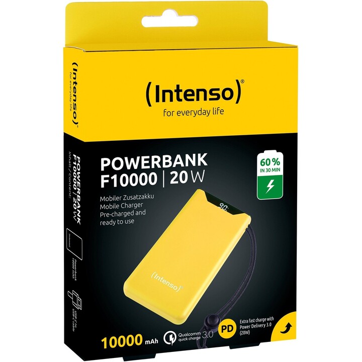 Universal external battery intense 10,000mah usb + usb-c yellow