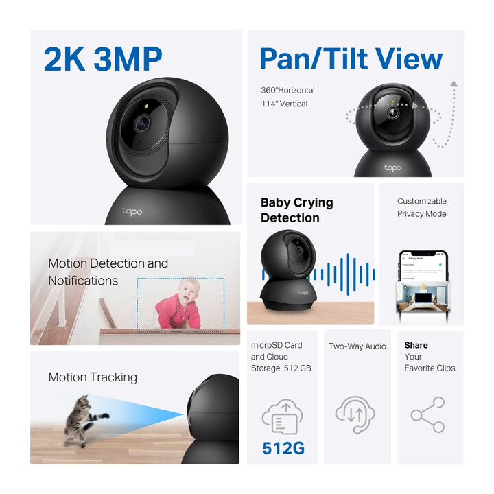 TP-Link tapo pan/tilt home security wifi camera tapo c211
