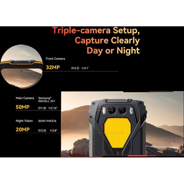 Smartphone Blackview BV7300 6,67 pollici 6 GB 256 GB Telecamera per visione notturna Dual Sim Nero Robusto