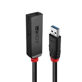LINDY extensão ativa USB 3.0 Slim 5 m preta