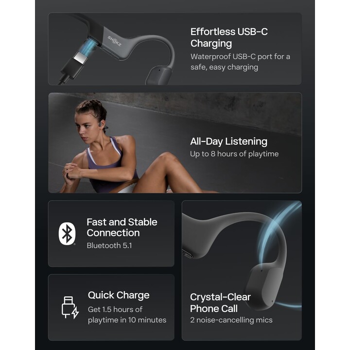 Shokz OpenRun USB-C Noir
