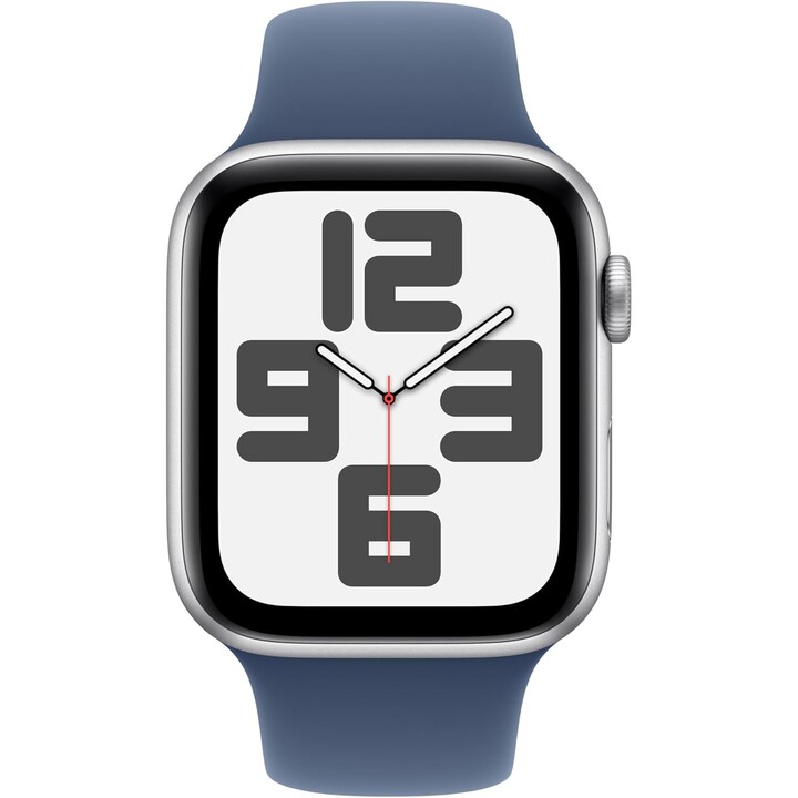 Apple Watch SE 2024 GPS Cellular 44mm Caja de aluminio plateada con correa deportiva vaquera - Talla S/M