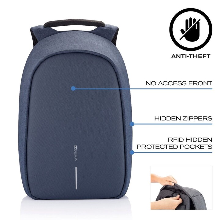MOCHILA ANTIRROBO DE DISEÑO XD BOBBY HERO REGULAR AZUL MARINO P/N: P705.295