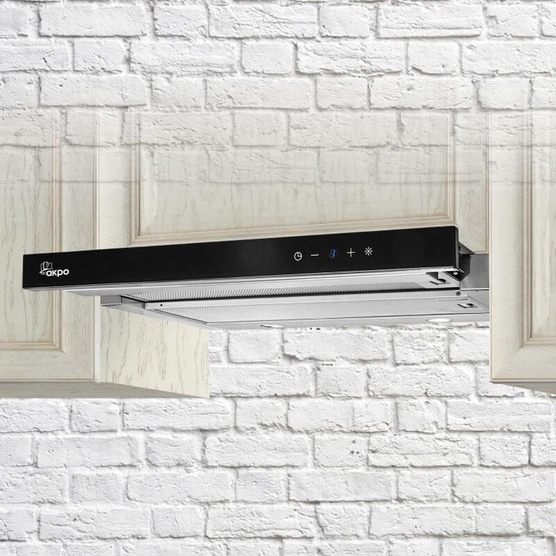 Akpo WK-7 Light Glass Touch 60 Campana extractora empotrada Inox, Negra