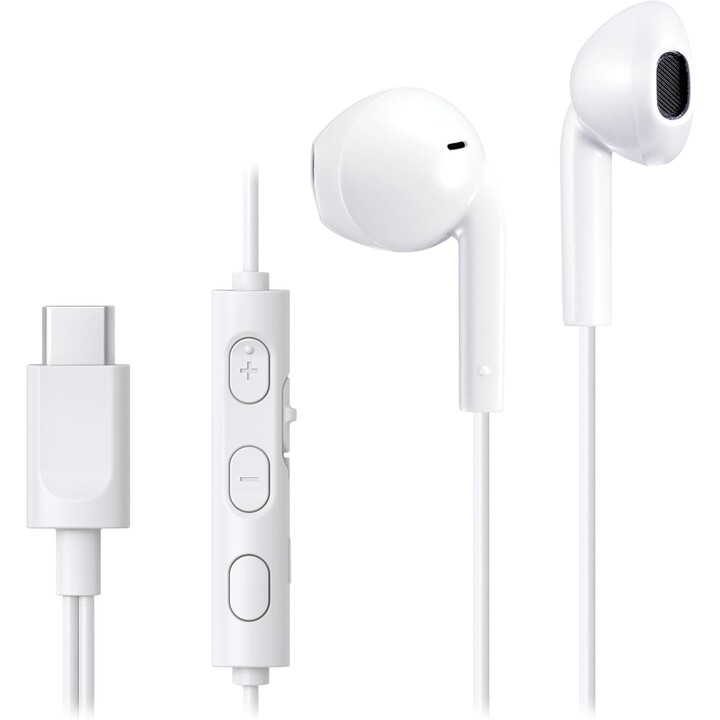 Auricolari USB-C JVC Bud-Type con DAC integrato per un suono potente e cristallino, pratico microfono e 3 pulsanti, bianco