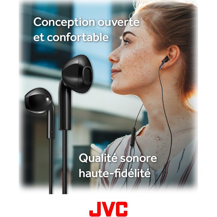 JVC Bud-Type USB-C Earphones with Built-in DAC for Powerful and Crystal Clear Sound, Practical Microphone and 3-Button, Black