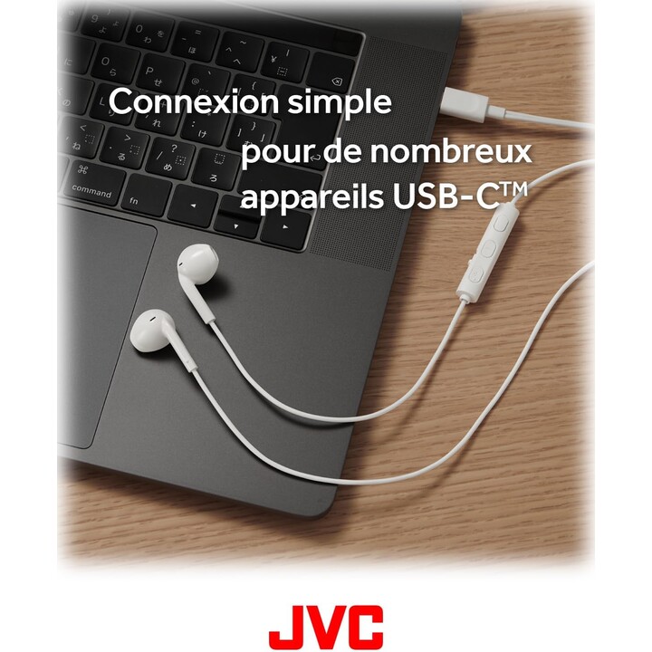 JVC Bud-Type USB-C-Ohrhörer mit integriertem DAC für kraftvollen und kristallklaren Klang, praktischem Mikrofon und 3-Tasten, Sc