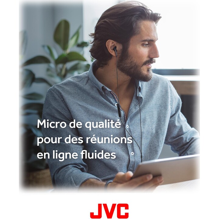 JVC Bud-Type USB-C Earphones with Built-in DAC for Powerful and Crystal Clear Sound, Practical Microphone and 3-Button, Black