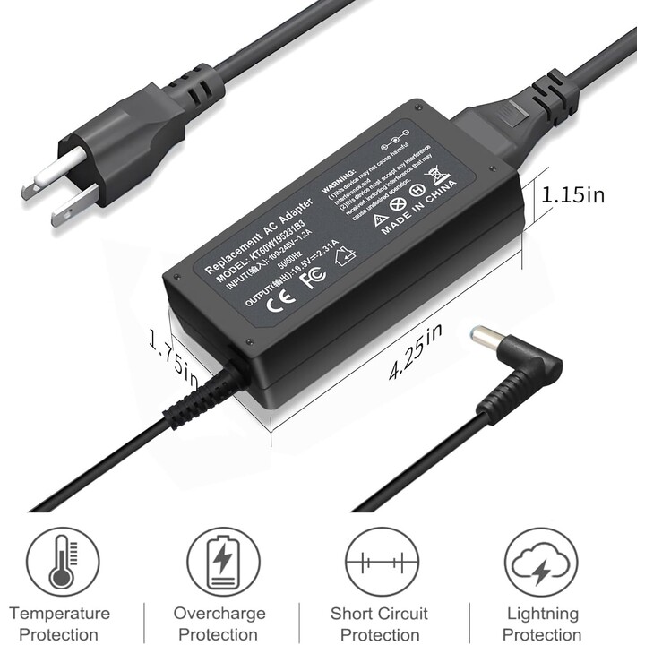 Alimentador portatil hp 45w 19.5v 2.31a tip 4.5mm