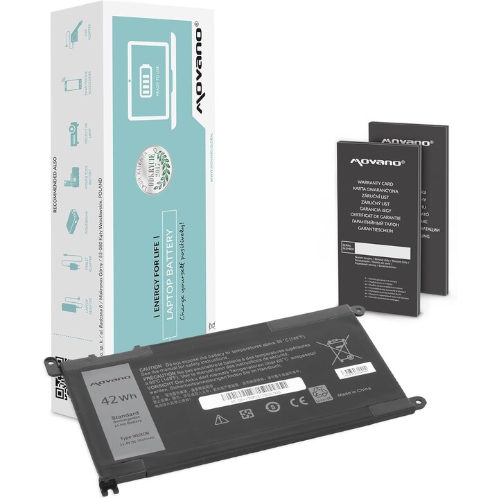Batterie Movano pour ordinateur portable Dell Vostro 14 (5468), Inspiron 15 (5568) (11,4 V) (3 400 mAh)