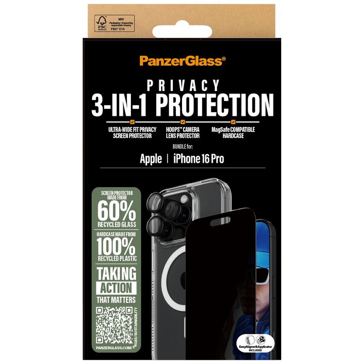 PanzerGlass® 3-in-1 Privacy Protection Set for iPhone 16 Pro