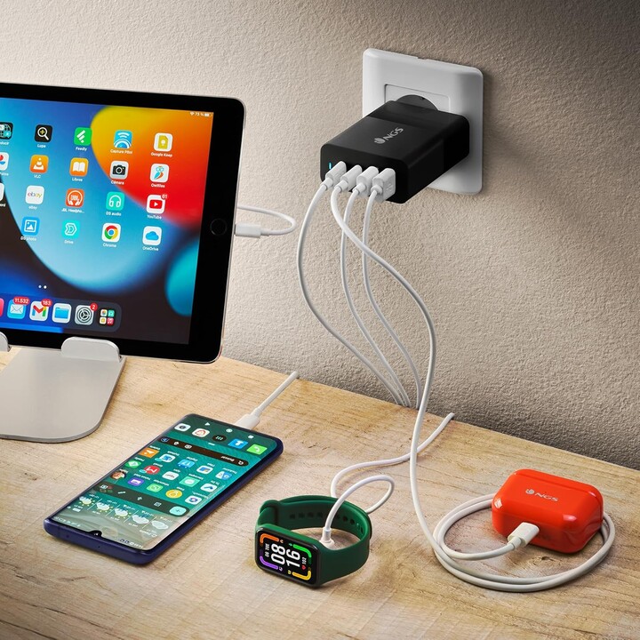 Carregador de Parede NGS Bud/ 2xUSB Tipo-C/ 2xUSB/ 100W