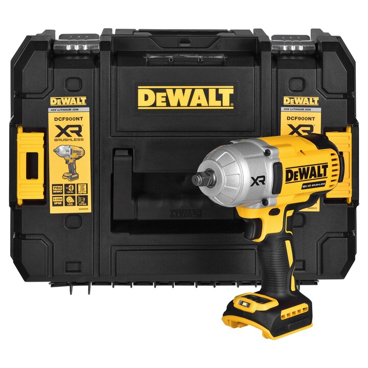 DeWALT DCF900NT-XJ, Clé à chocs 18V XR à couple élevé, corps seul dans la mallette, jaune